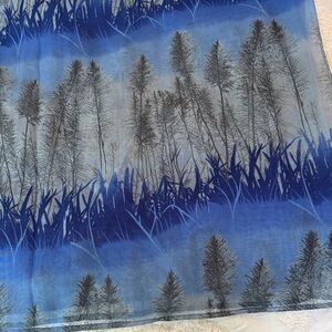 Blue Botanical Print Scarf
